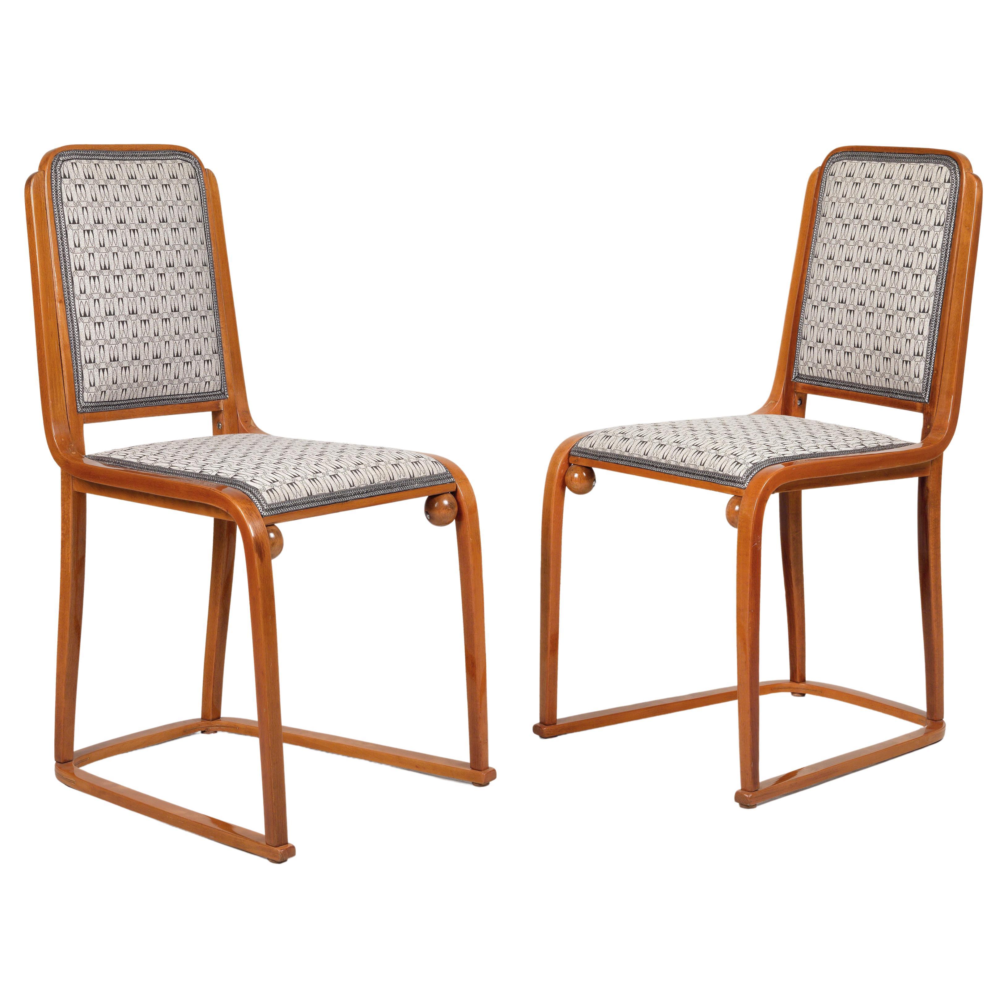 Originals 1905 of the Period Pair of Josef Hoffmann and Jacob &Josef Kohn Chairs For Sale