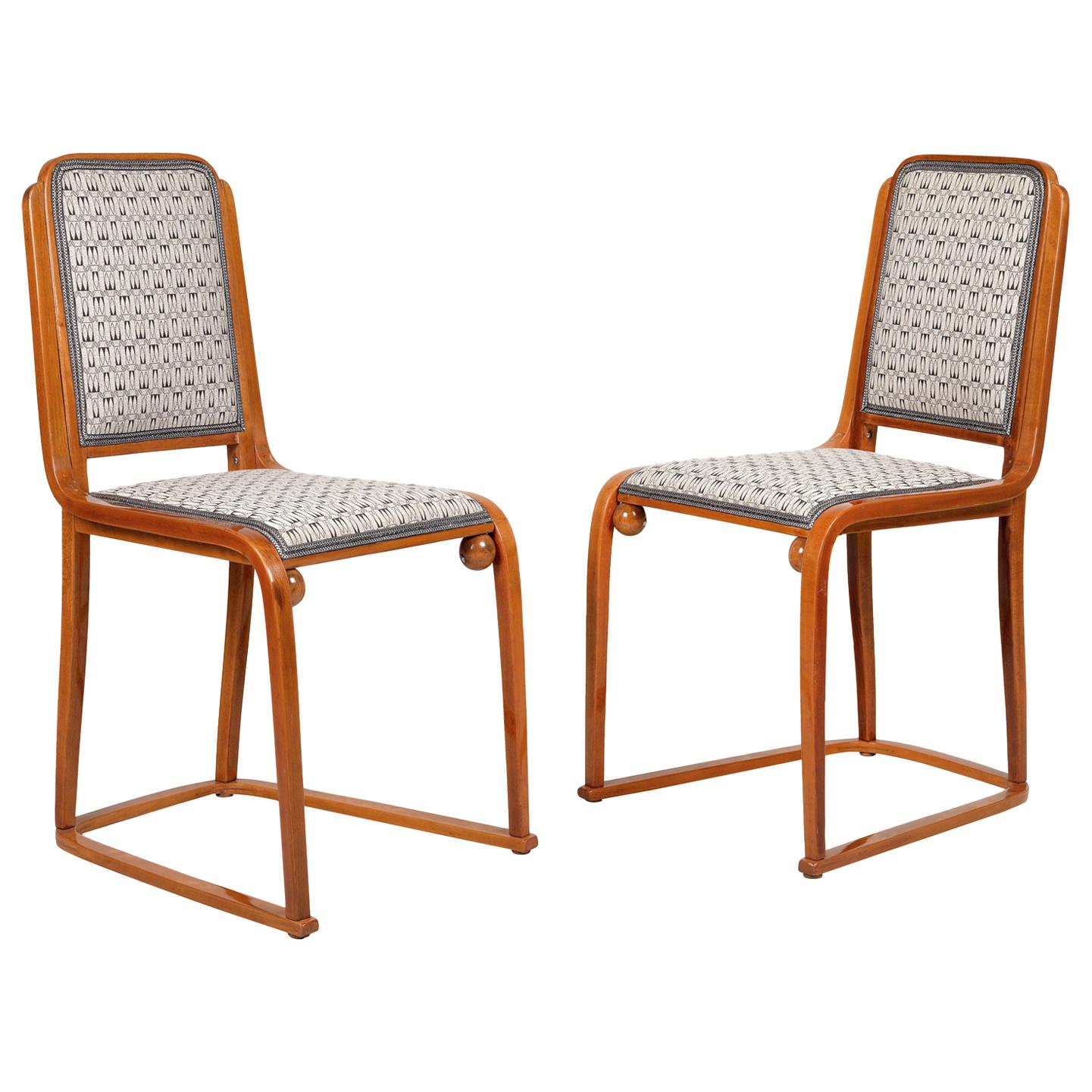 Originals 1905 of the Period Pair of Josef Hoffmann and Jacob&Josef Kohn Chairs