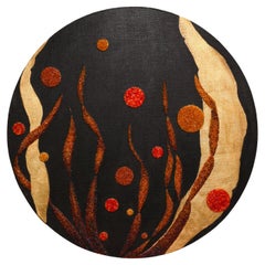 "Origins #2" Large Circular Murano Glass And Gold Wall Decoration