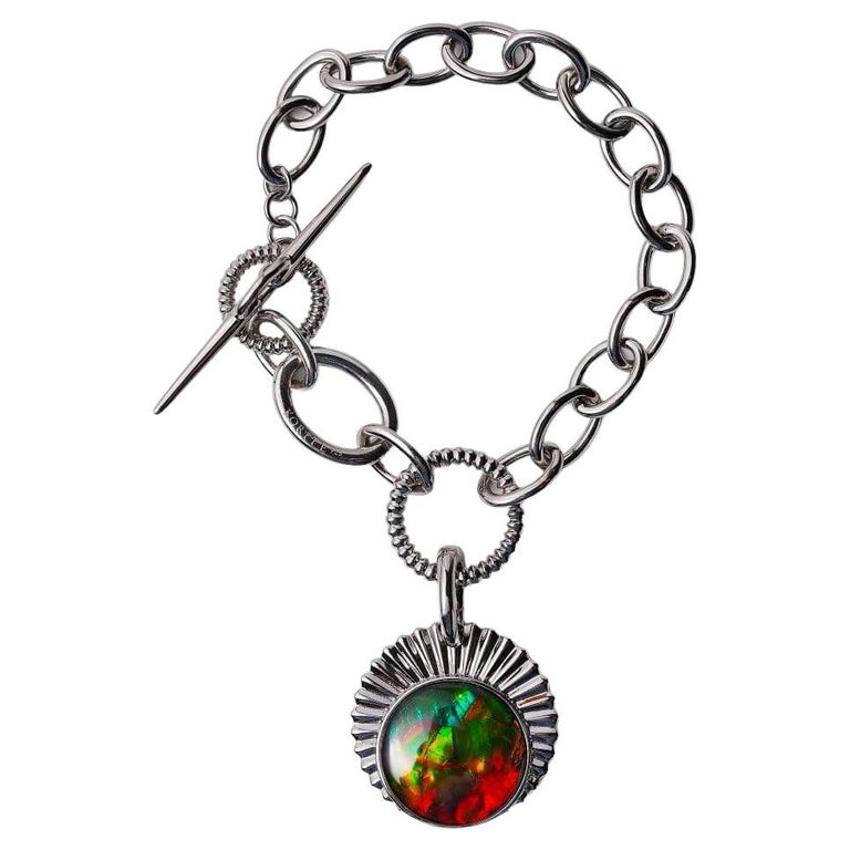 Origins Sterling Silver Ammolite Chain Link Bracelet, AA For Sale at