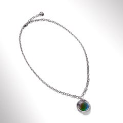 Origins Sterling Silver Ammolite Round Pendant, A