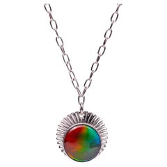 Origins Sterling Silver Ammolite Round Pendant, A