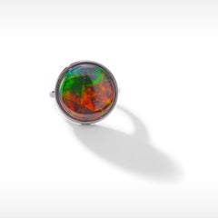 Origins Sterling Silver Round Ammolite Ring, A/7