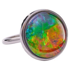 Origins Sterling Silver Round Ammolite Ring, A/8