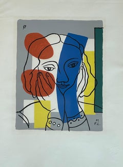 Fernand Léger, Portrait de Femme, serigrafia francese del mid 20th secolo
