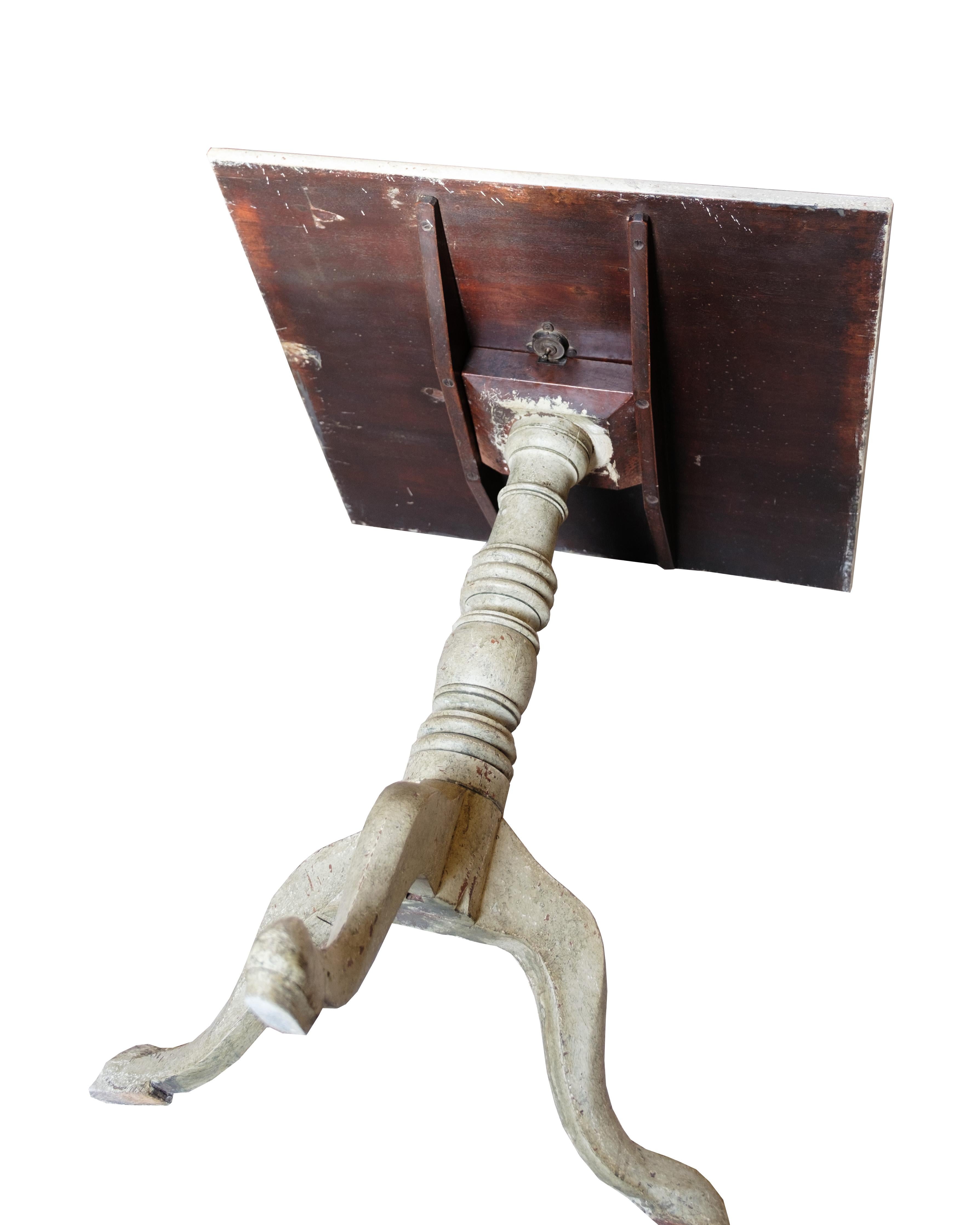 Mid-19th Century Orignal Painted Column/Side Table With Tilt Function In Greyish Colors From 1840 For Sale
