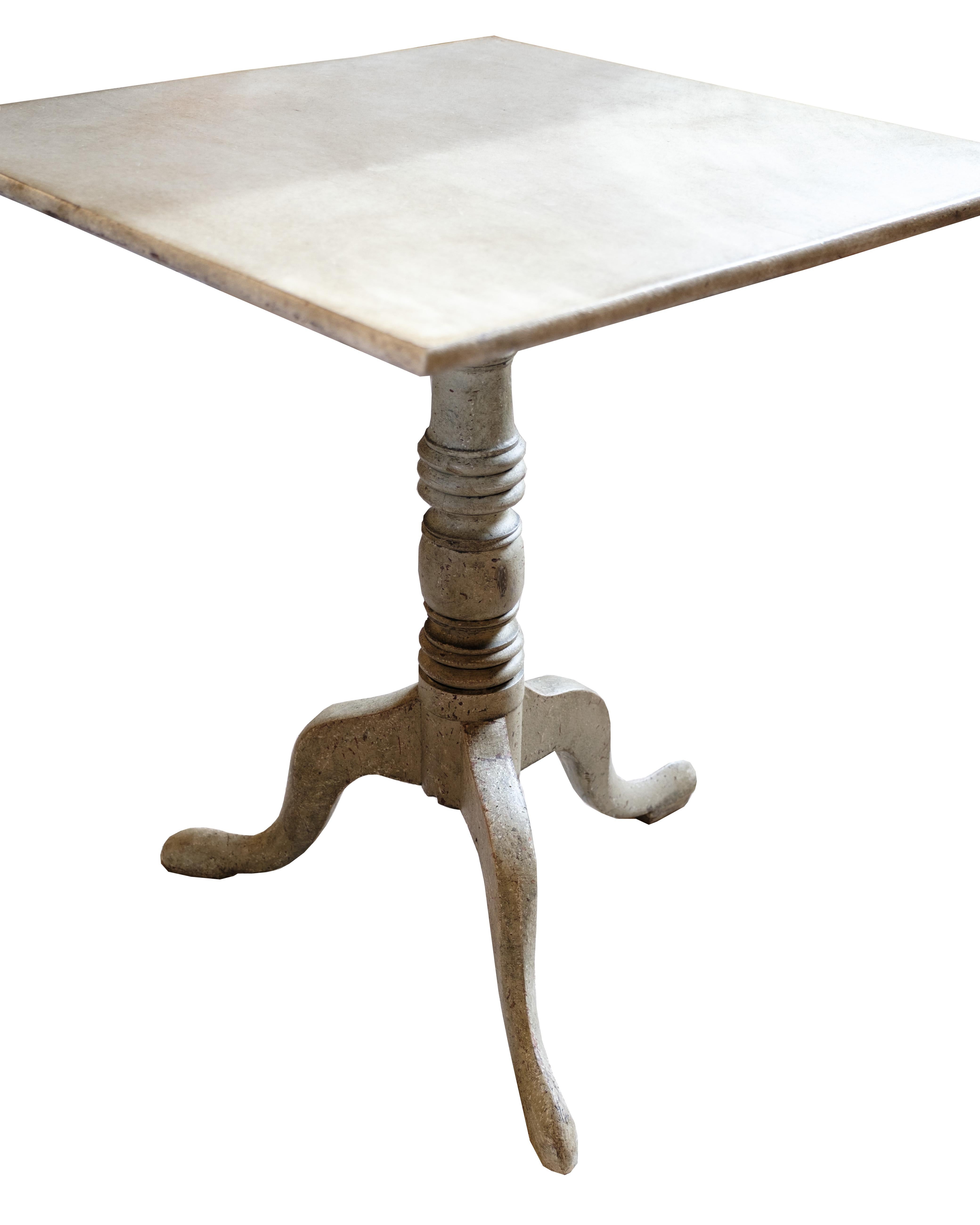Wood Orignal Painted Column/Side Table With Tilt Function In Greyish Colors From 1840 For Sale