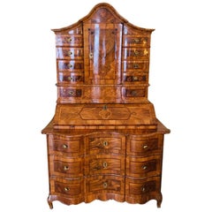 Original Baroque Tabernacle Secretary 18th Century Walnut