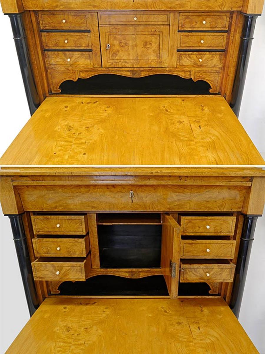 Orignial Unique Secretary Writing Desk Biedermeier Made of Ash, circa 1820 3
