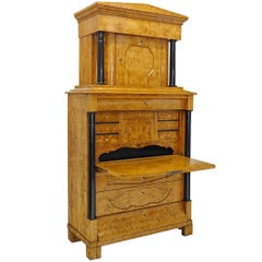 Orignial Unique Secretary Writing Desk Biedermeier Made of Ash, circa 1820