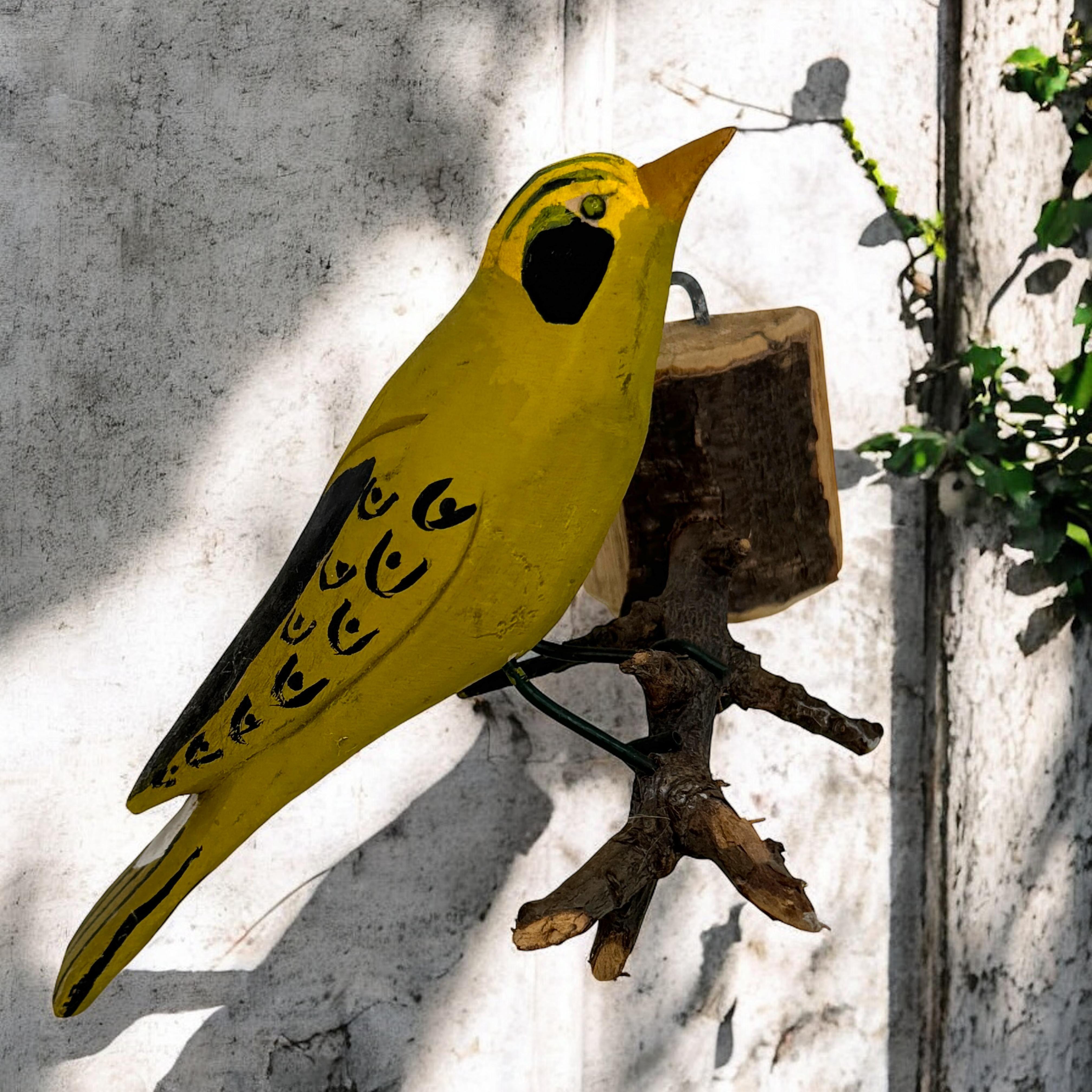 Oriole Vichtauer Pájaro de madera tallada a mano Arte popular de la Selva Negra, Austria, década de 1910 en venta 9