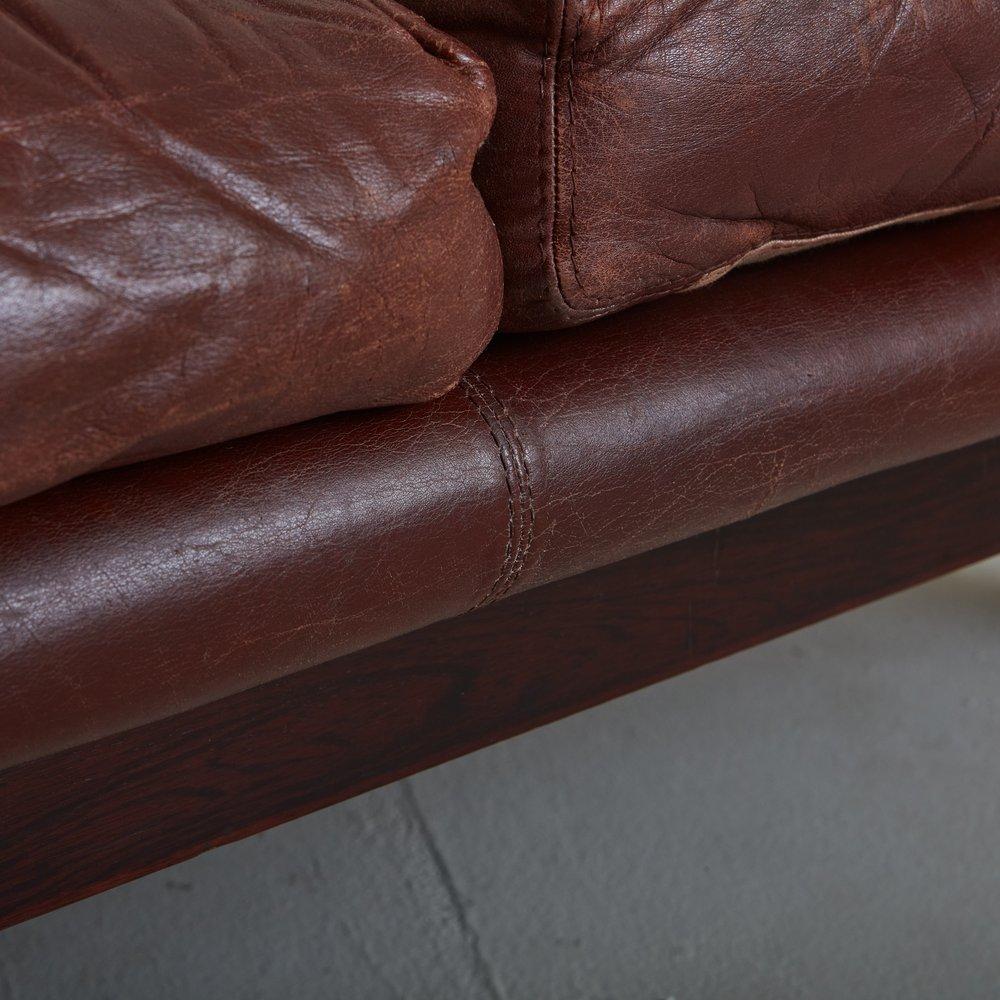 ‘Oriolo’ Leather + Rosewood Sofa by Claudio Salocchi for Sormani, Italy 1960s 4