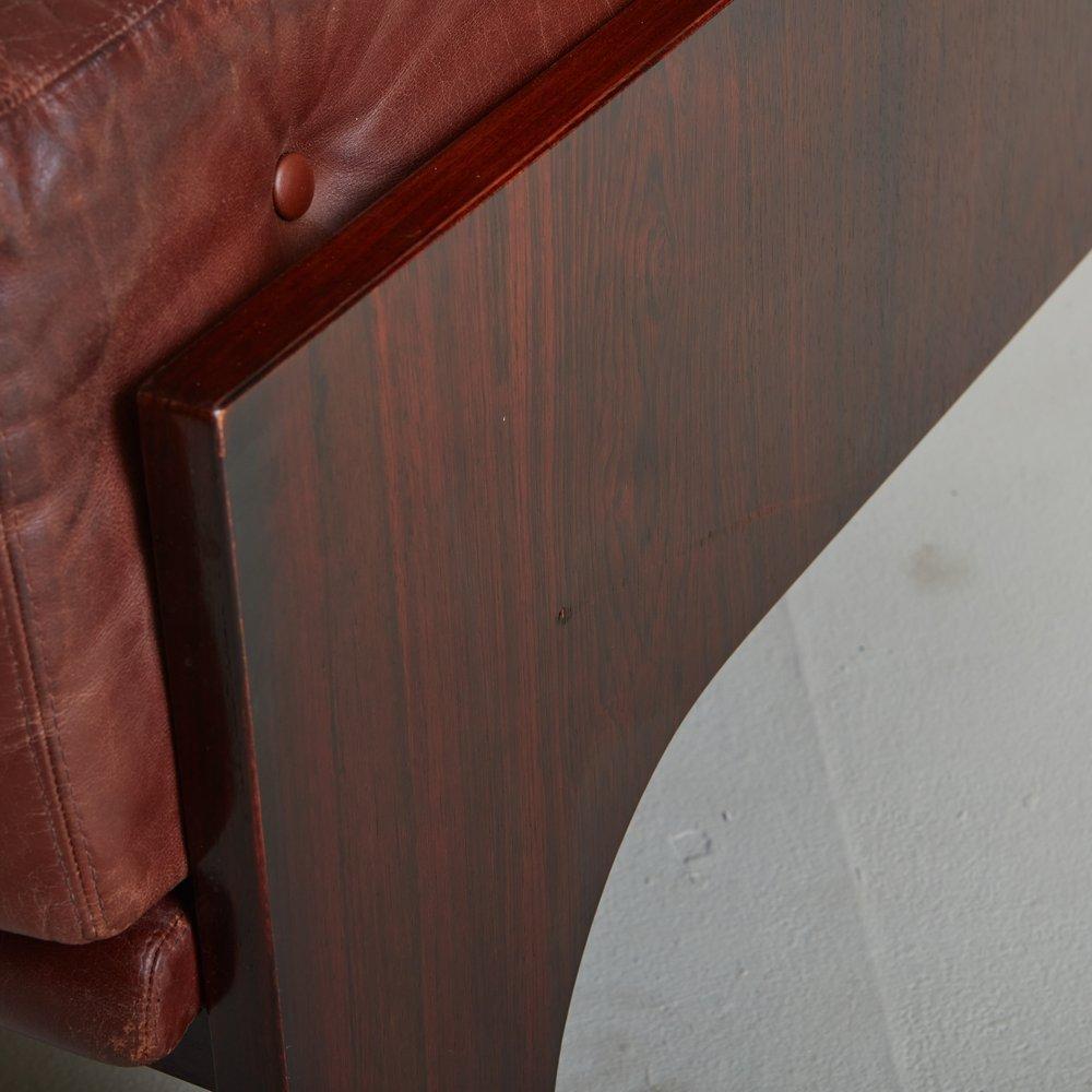 ‘Oriolo’ Leather + Rosewood Sofa by Claudio Salocchi for Sormani, Italy 1960s 7