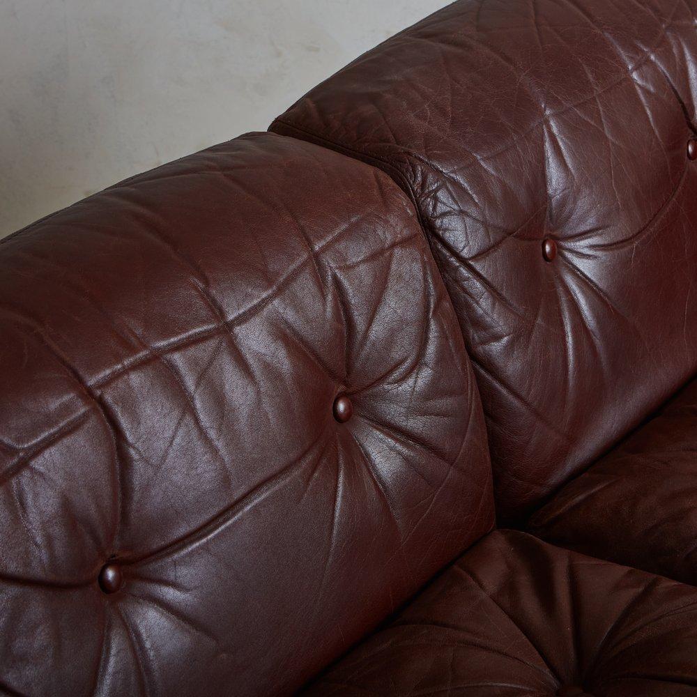 ‘Oriolo’ Leather + Rosewood Sofa by Claudio Salocchi for Sormani, Italy 1960s 1