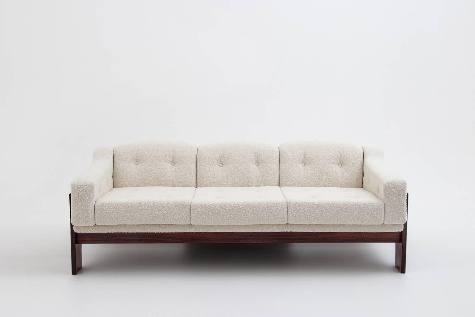 Mid-Century Modern Rosewood and Bouclé Midcentury Sofa Set by Claudio Salocchi for Sormani, 1960s