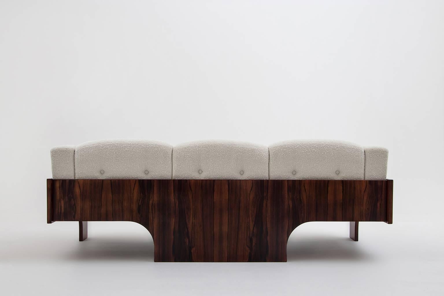 Rosewood and Bouclé Midcentury Sofa Set by Claudio Salocchi for Sormani, 1960s In Excellent Condition In Rotterdam, NL