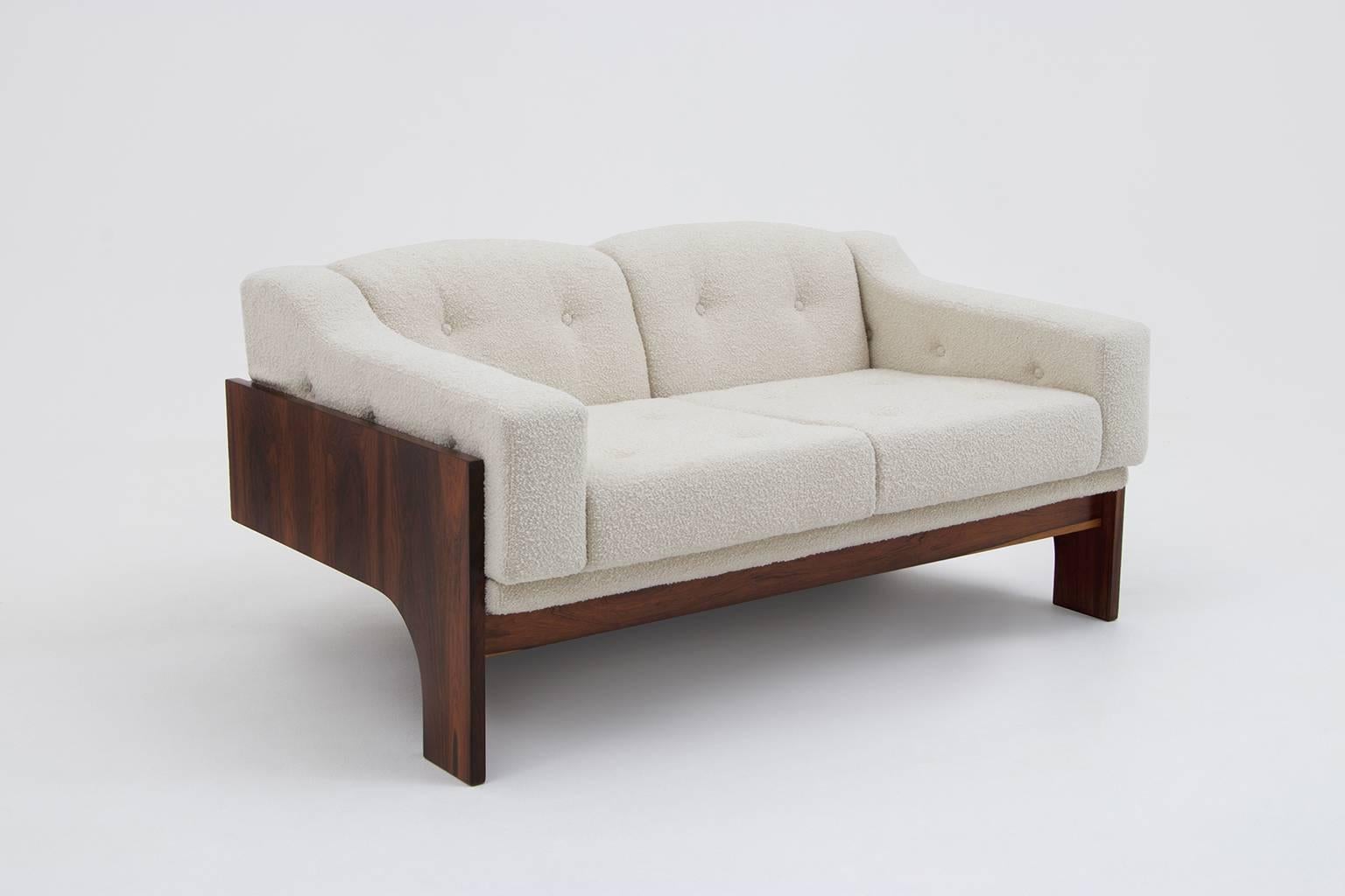 Mid-20th Century Rosewood and Bouclé Midcentury Sofa Set by Claudio Salocchi for Sormani, 1960s
