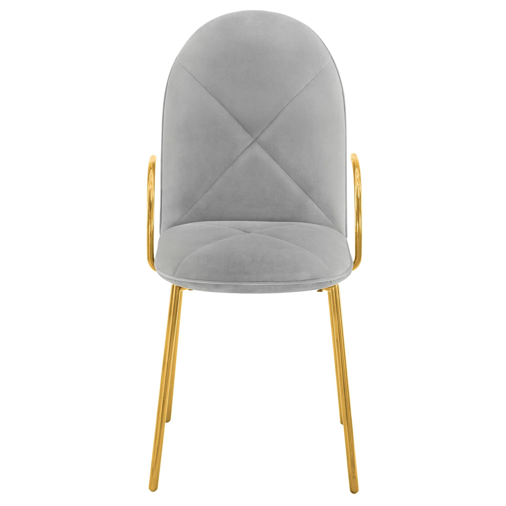 Orion Dining Chair with Gold Dedar Velvet and Gold Arms by Nika Zupanc