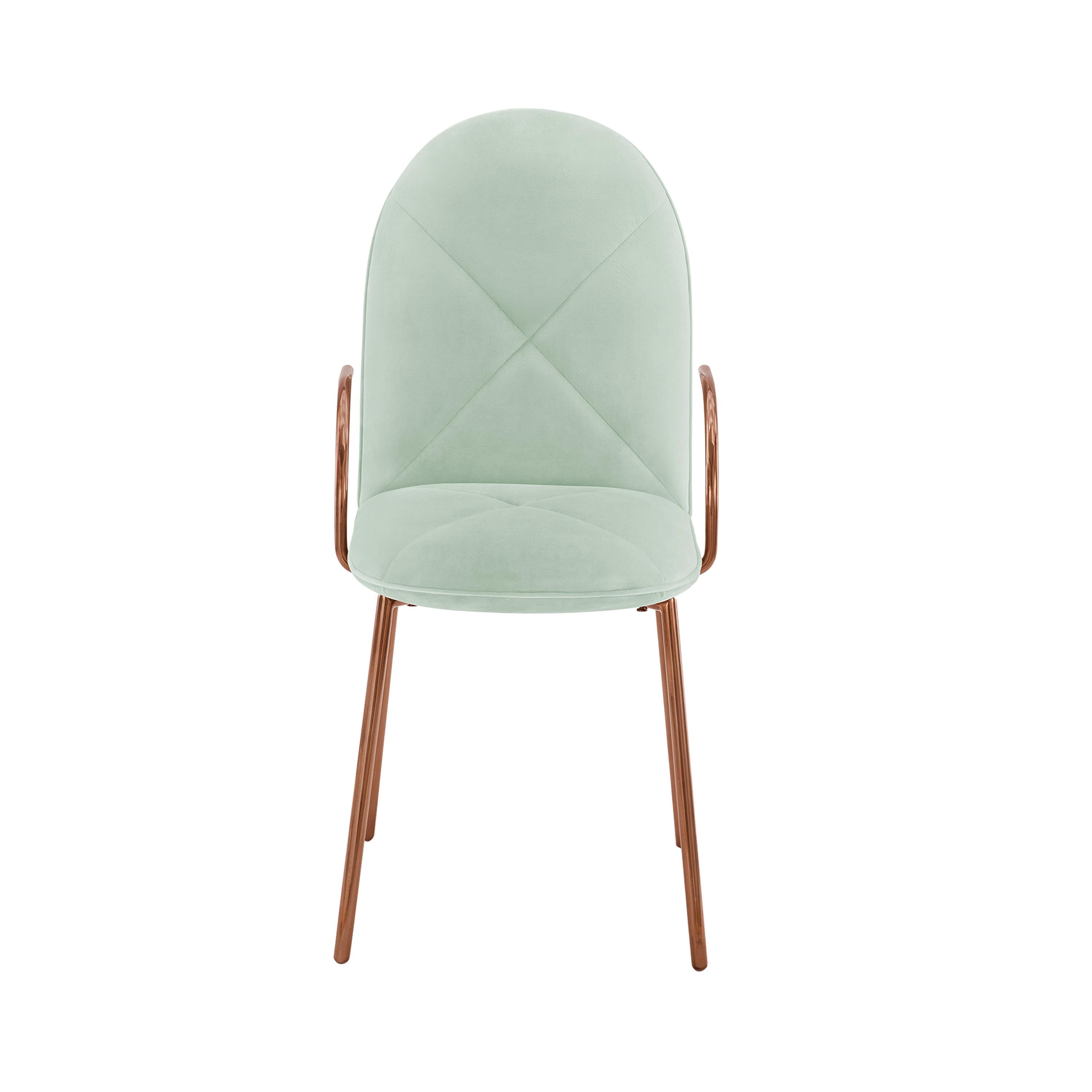 Orion Dining Chair with Plush Mint Green Velvet and Rose Gold Arms by Nika  Zupan For Sale at 1stDibs | mint green dining chairs, mint chairs, rose  gold chair