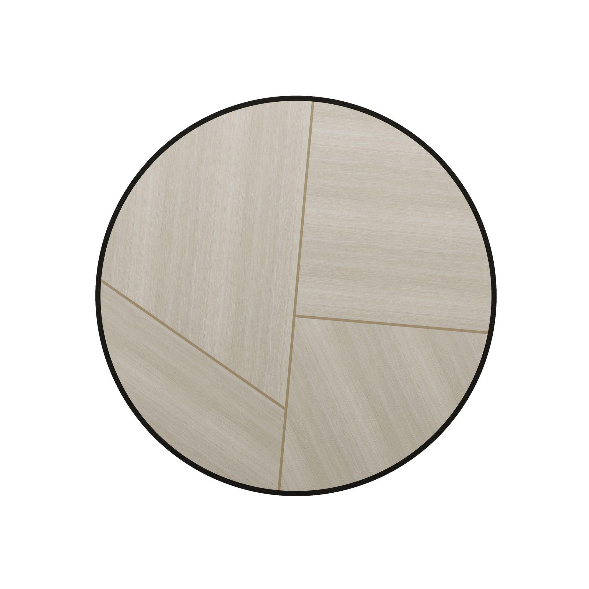 Fait main ORION Table de salle à manger ronde contemporaine en bois et laiton brillant en vente