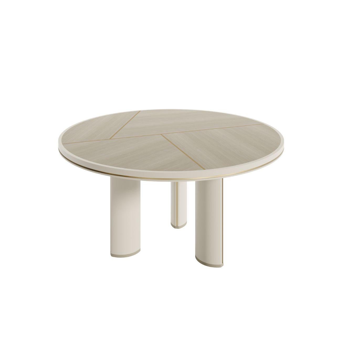 Laiton ORION Table de salle à manger ronde contemporaine en bois et laiton brillant en vente