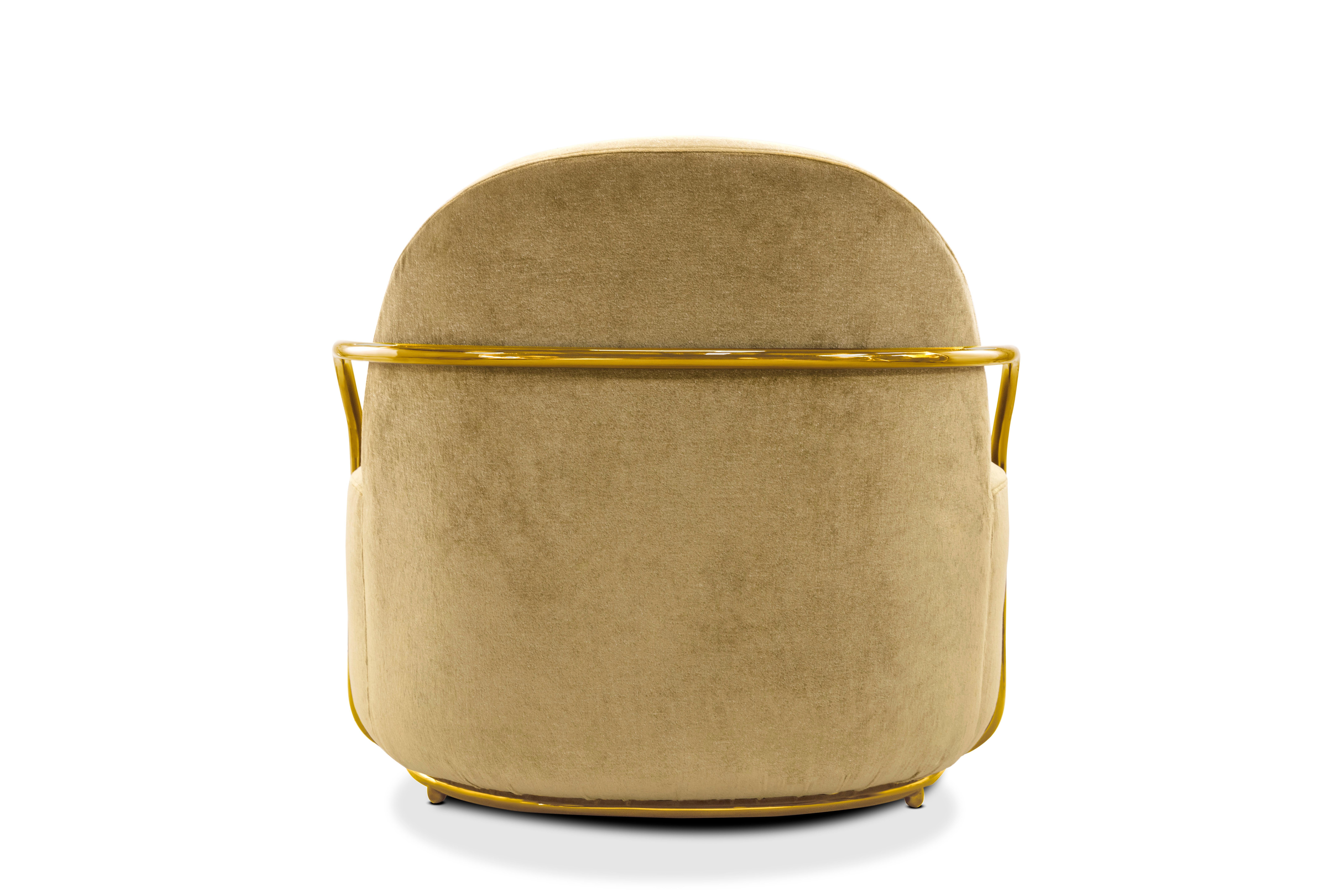 Orion Lounge Chair with Gold Dedar Velvet and Gold Arms by Nika Zupanc For Sale 2