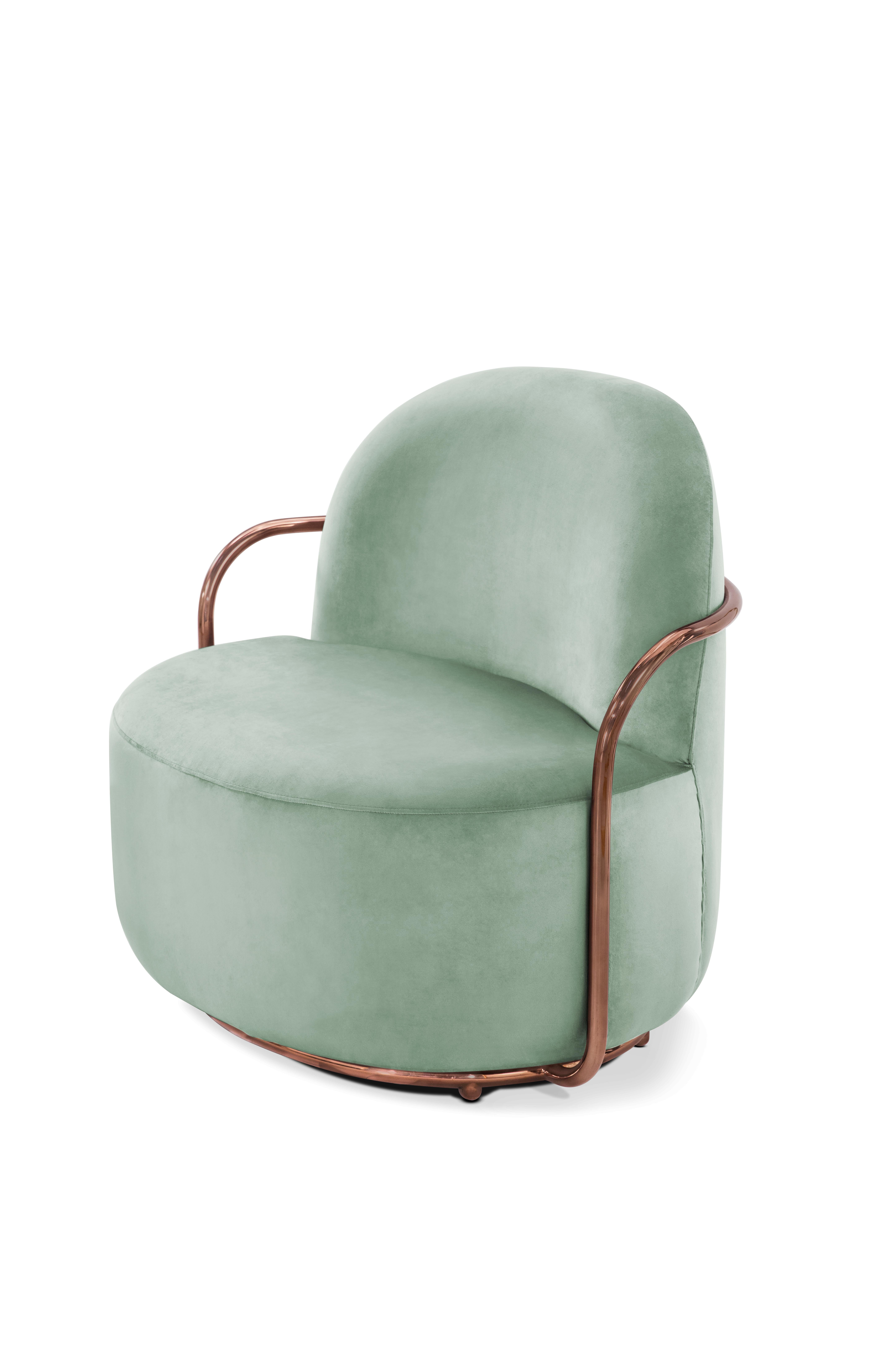 The comfort of Orion Lounge Chair with Plush Velvet and Metal Arms by Nika Zupanc is unparalleled! Customisations in fabric and finish are available upon request. 

Nika Zupanc, a strikingly renowned Slovenian designer, never shies away from