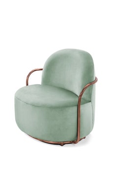 Orion Lounge Chair with Velvet and Metal Arms by Nika Zupanc