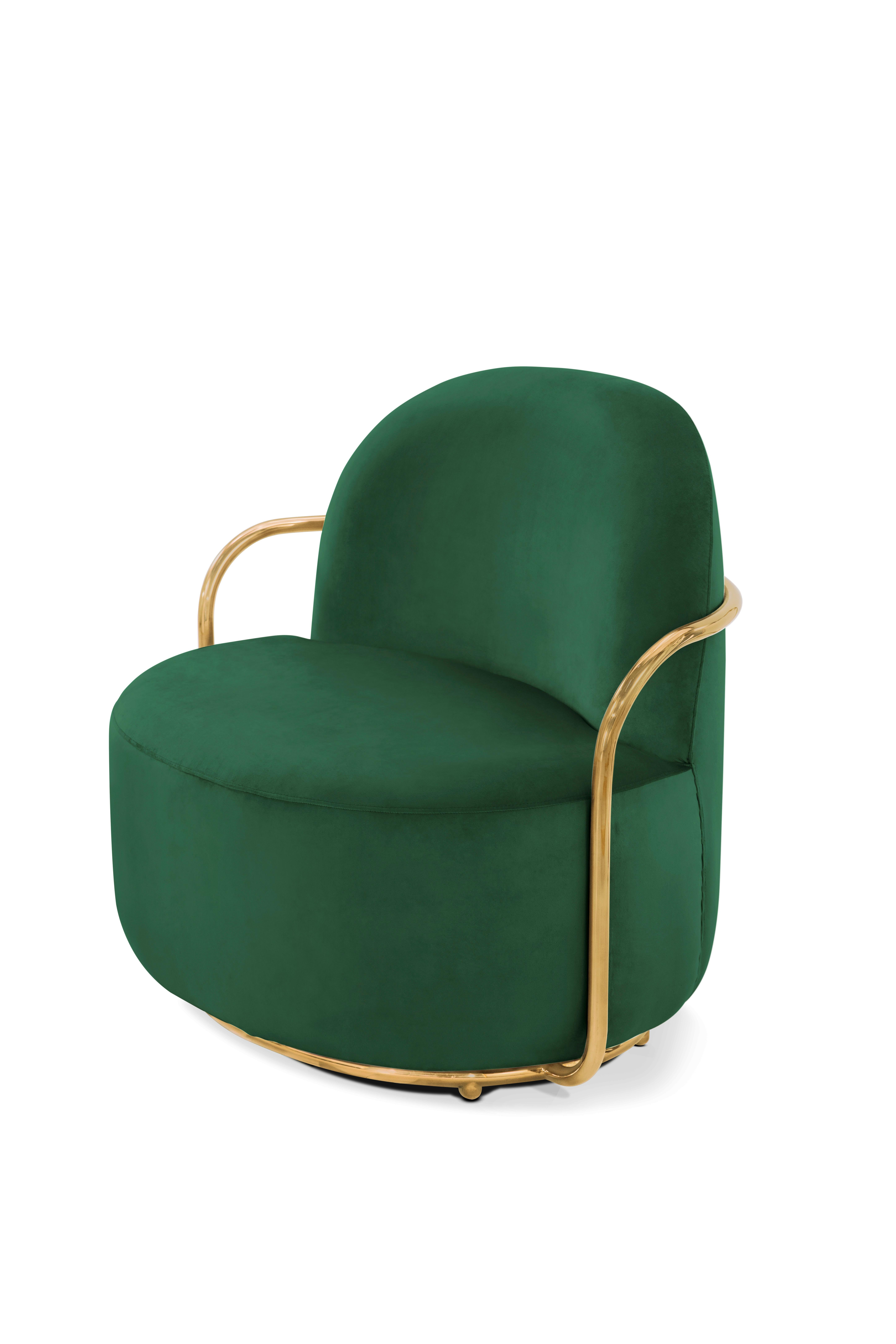 green plush chair
