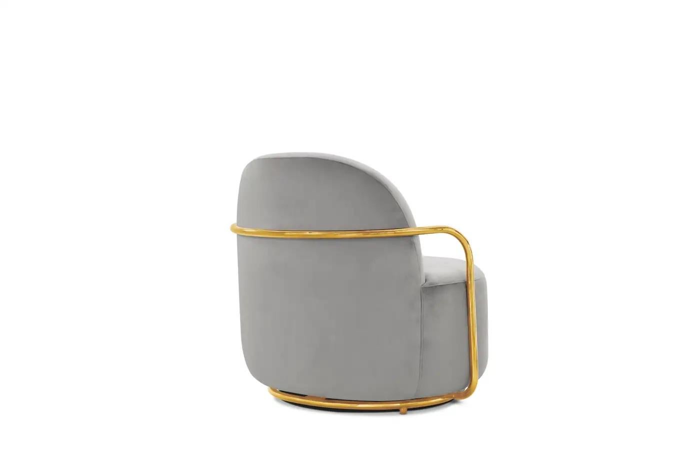 Foam Orion Lounge Chair with Velvet and Metal Arms by Nika Zupanc For Sale