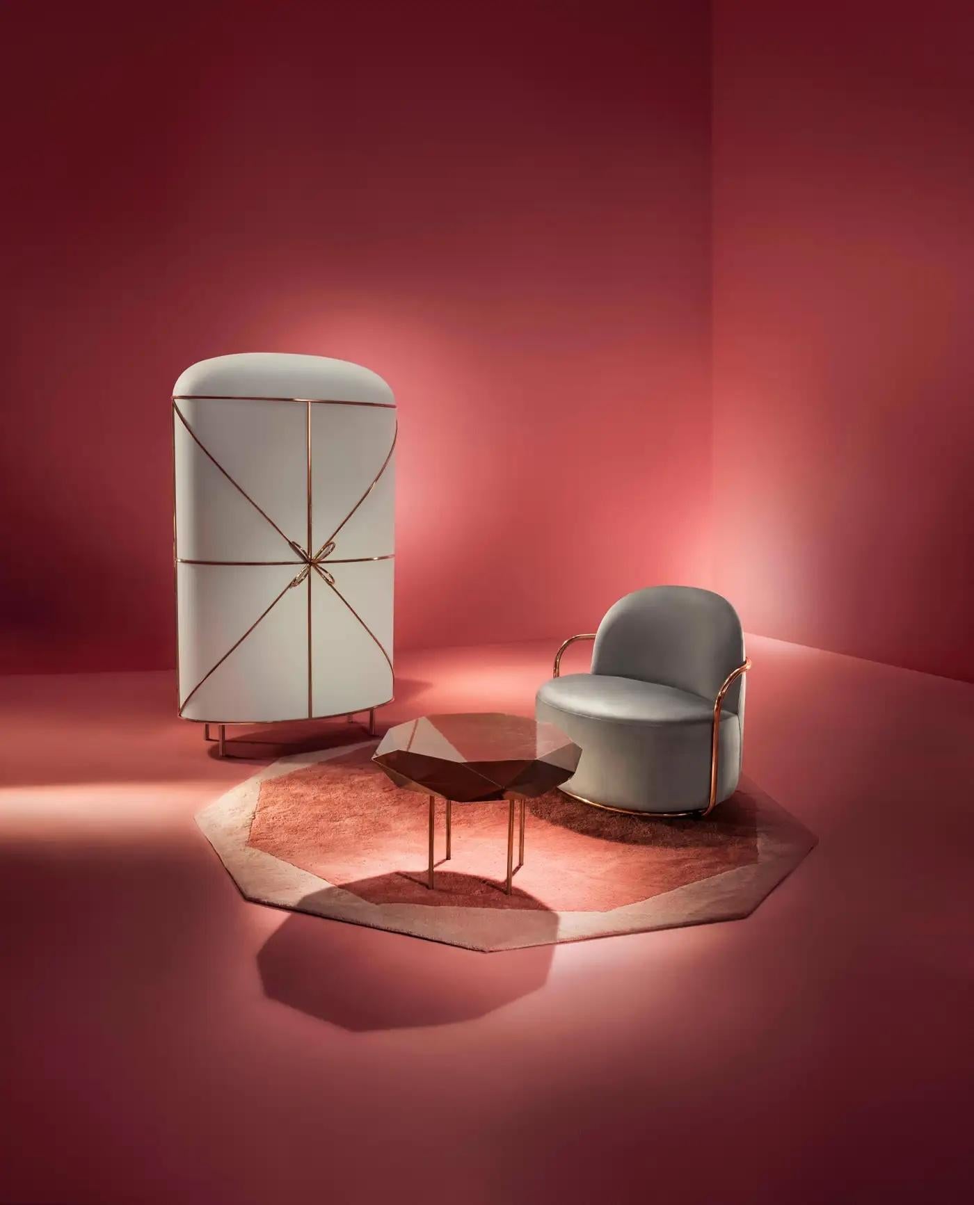 Orion Lounge Chair with Velvet and Metal Arms by Nika Zupanc In New Condition For Sale In Kolkata, IN