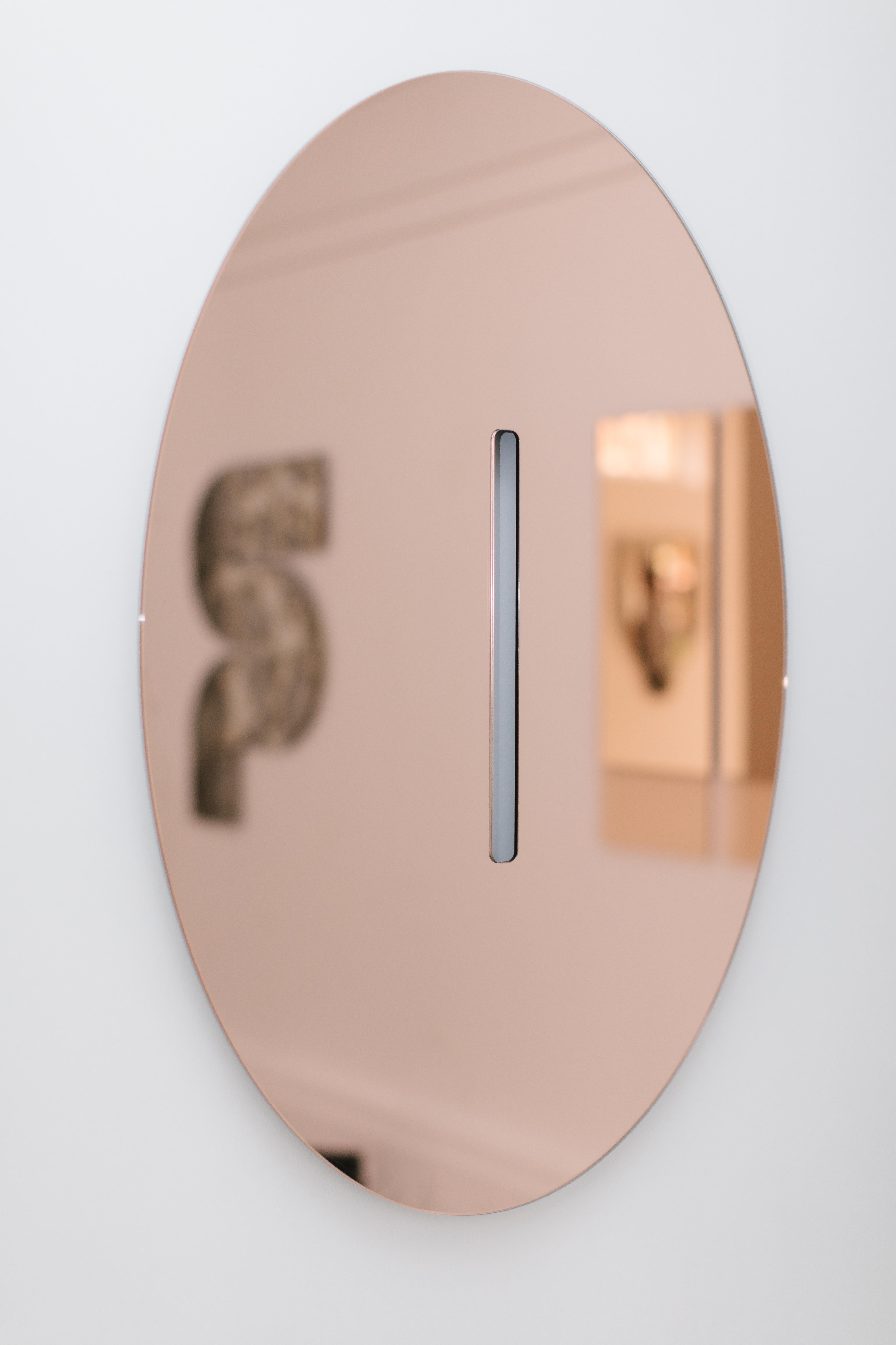 Contemporary Oval Clear or Colored Mirror, Orion Mirror by Ben & Aja Blanc For Sale