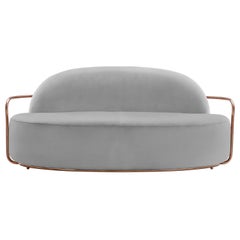 Orion 3 Seat Sofa with Plush Gray Velvet and Rose Gold Arms by Nika Zupanc