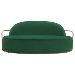 Orion 3 Seat Sofa with Plush Green Velvet and Rose Gold Arms by Nika Zupanc