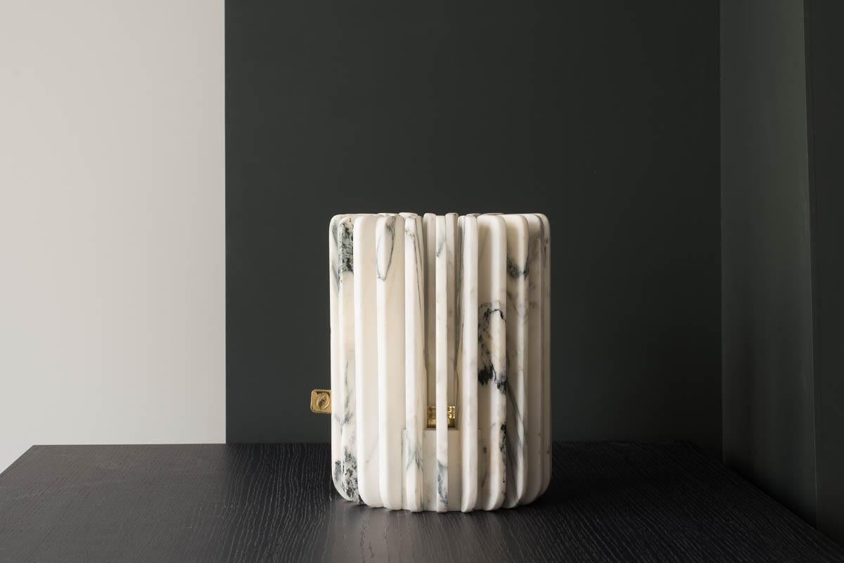 Moderno Vaso da fiori e portacandele Orion Tall Paonazzo in marmo di Dan Yeffet in vendita