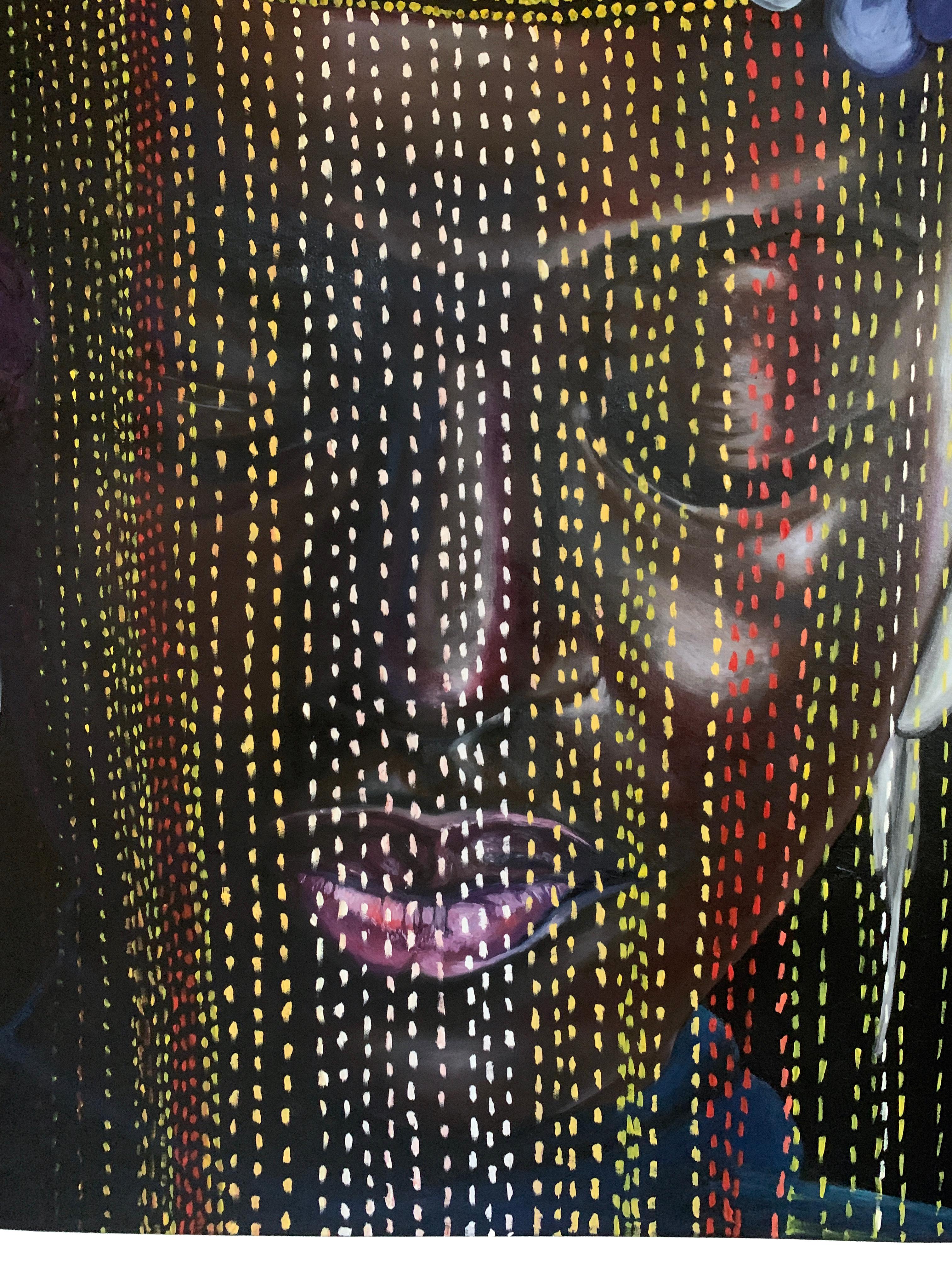 This striking mixed media work by Bukola Orioye is a powerful fusion of tradition and transcendence. “as above... as within... the answers we seek” invites you into a sacred space where ancestral memory, spiritual symbolism, and contemporary