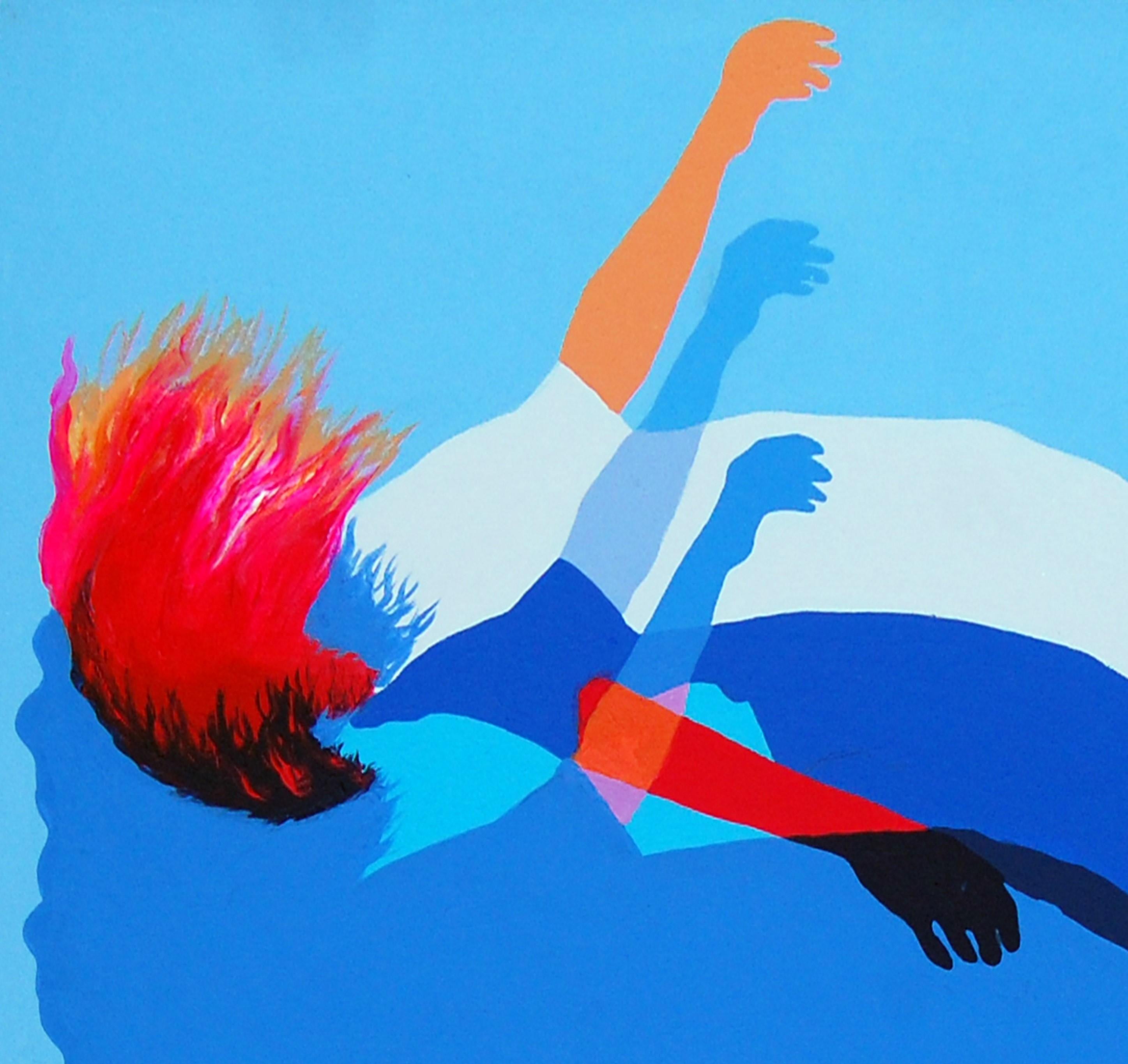 Oju Ala (Dream) - Minimalist Abstract African Art - Blue Abstract Painting by Orioye Bukola Samuel
