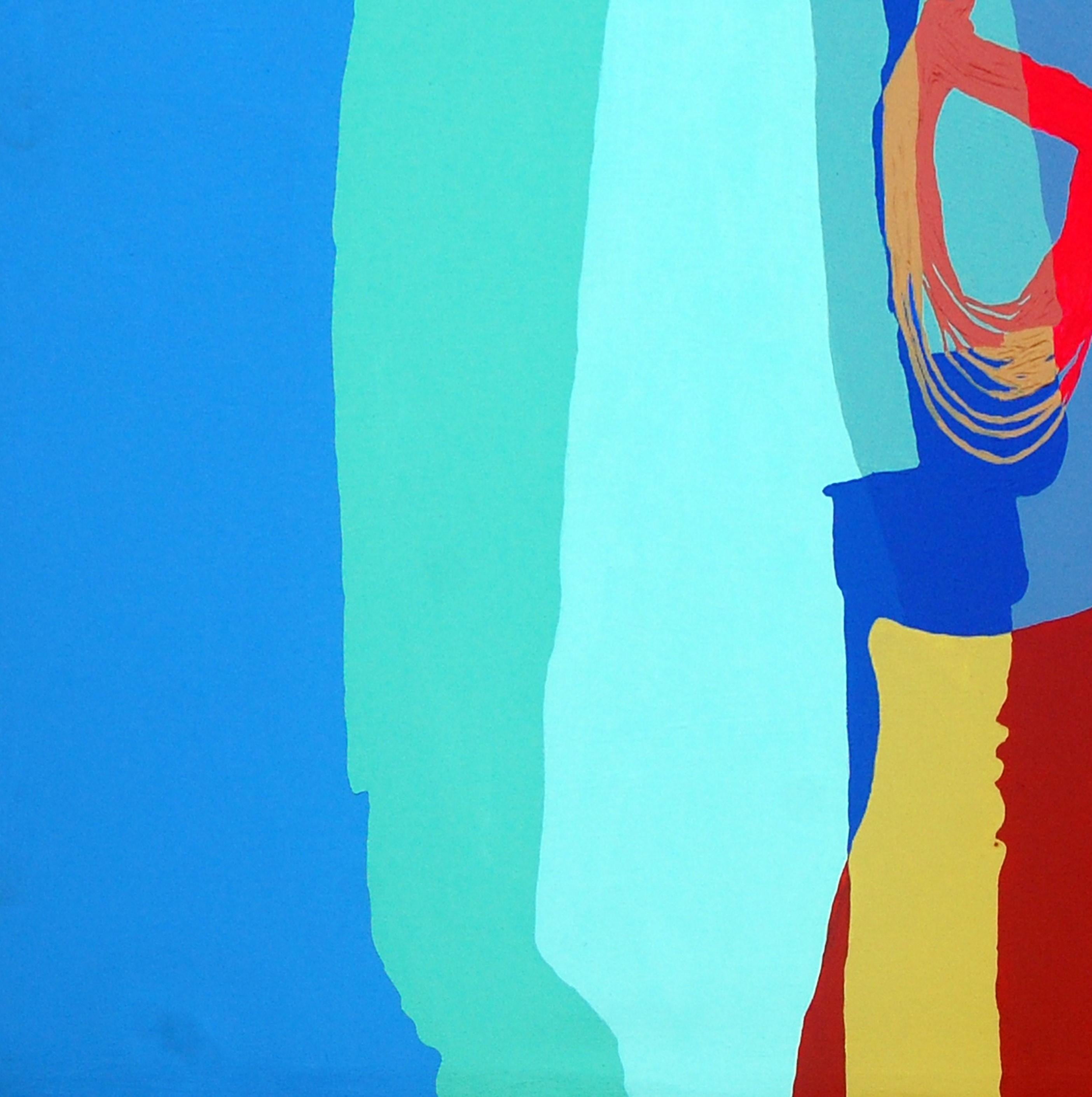 Omoleye - African art - Blue Abstract Painting by Orioye Bukola Samuel