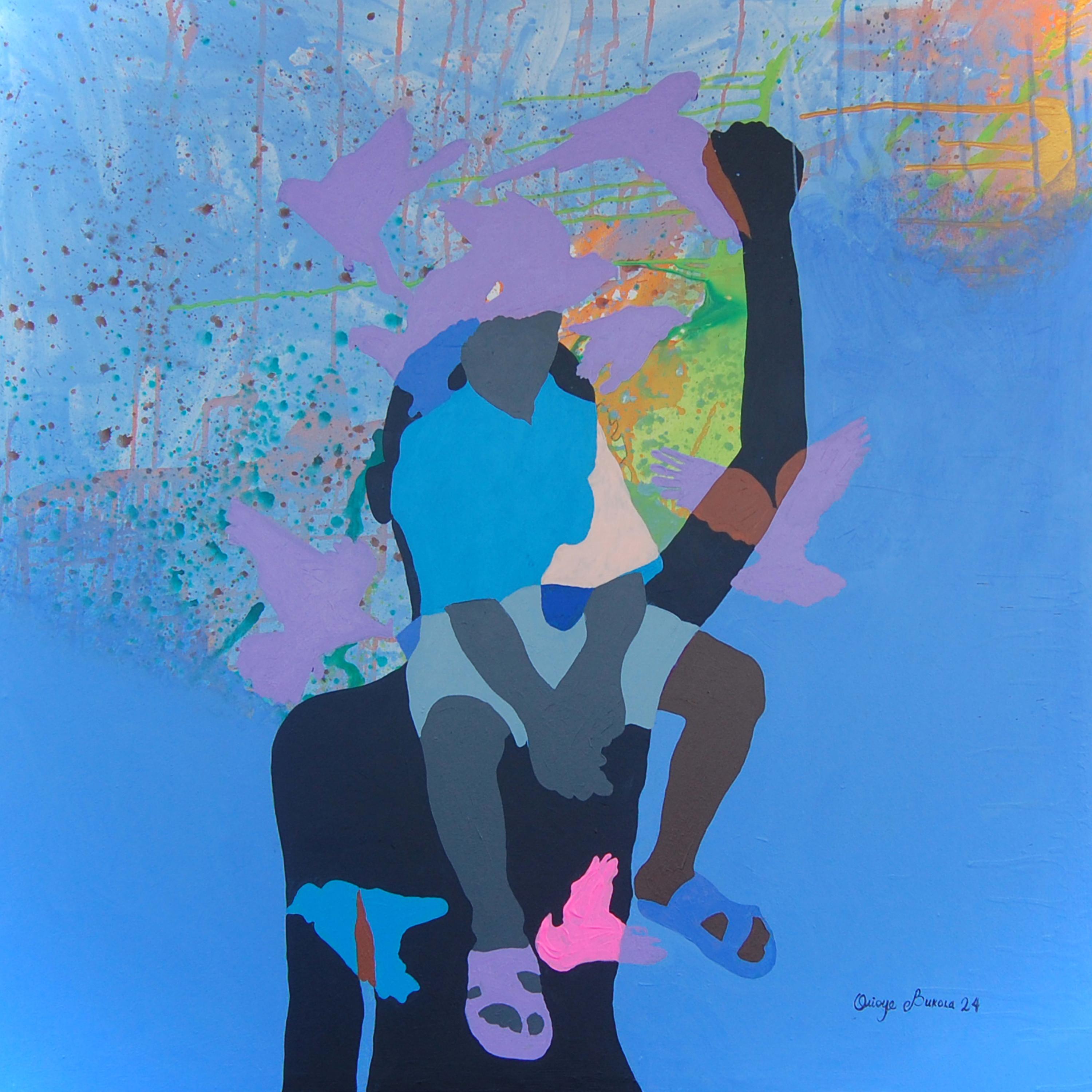 Interior Painting di Orioye Samuel - Sentimenti 1 -21° secolo, Figurativo contemporaneo, Colorato, Silhouette, Africa