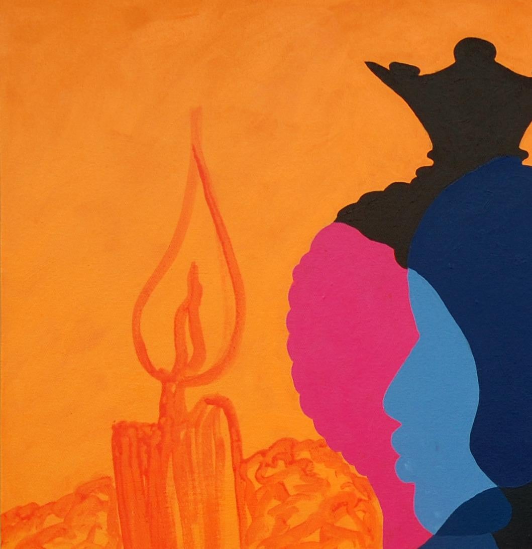 Perspectives - 21st Century, Contemporary Figurative, Colourful, Silhouette - Painting by Orioye Samuel