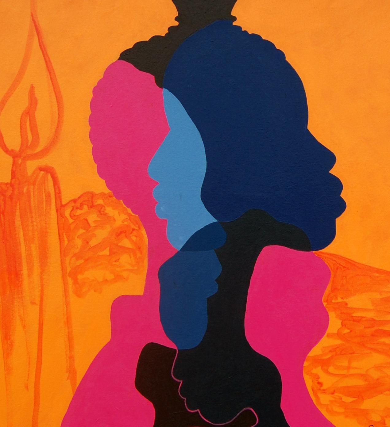 Perspectives - 21st Century, Contemporary Figurative, Colourful, Silhouette For Sale 1