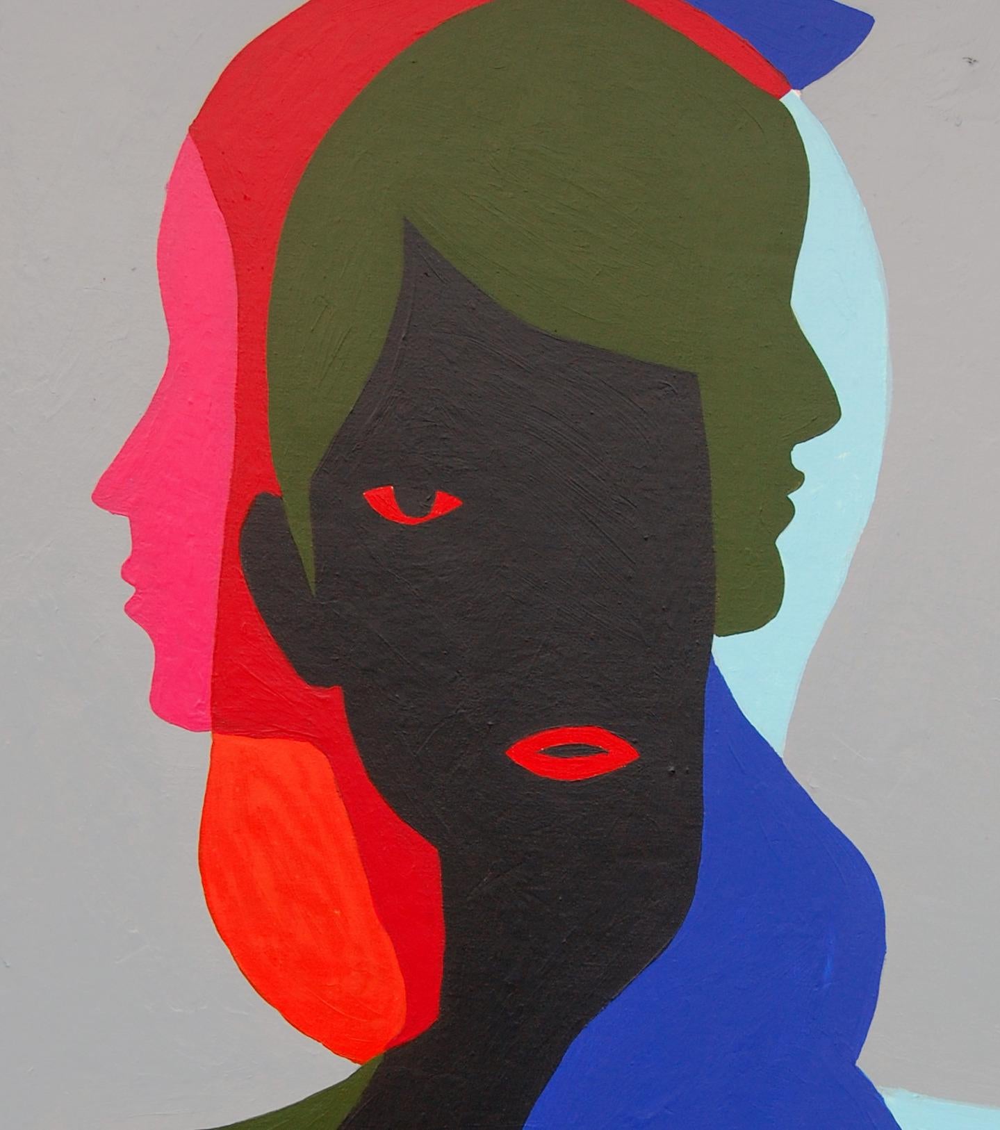 Pronuncia delle identità - 21° secolo, Figurativo contemporaneo, Silhouette, Donne - Figurative Painting Grigio di Orioye Samuel