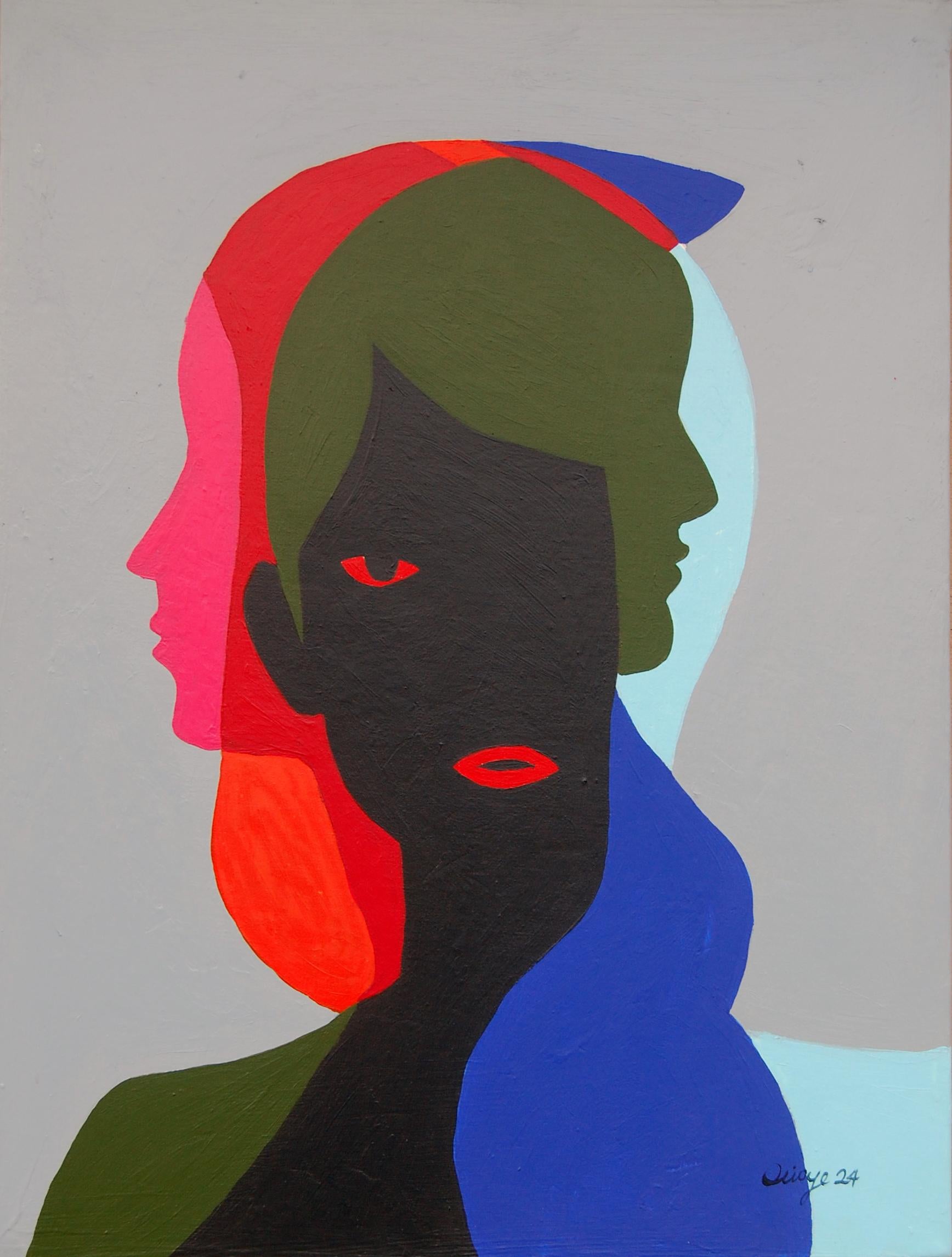 Figurative Painting di Orioye Samuel - Pronuncia delle identità - 21° secolo, Figurativo contemporaneo, Silhouette, Donne