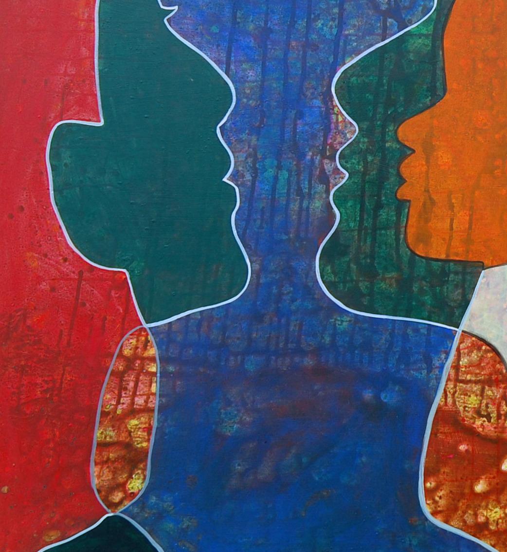 Serenidad en el caos - Siglo XXI, Contemporáneo Figurativo, Colorido, Silueta - Interior Painting Marrón de Orioye Samuel