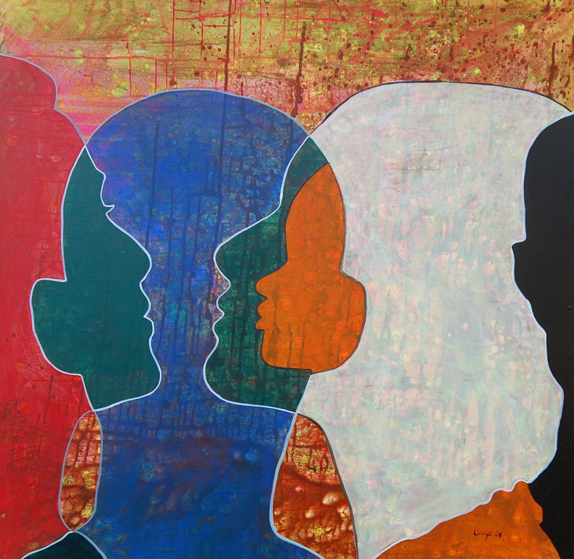 Serenità nel caos - 21° secolo, Figurativo contemporaneo, colorato, Silhouette