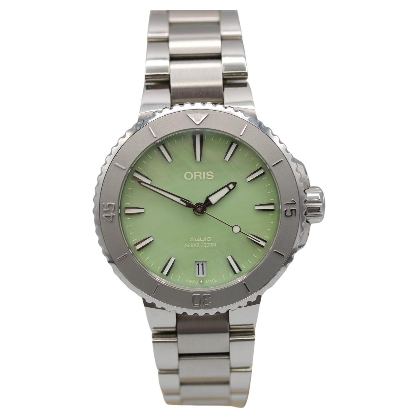 Oris Aquis Date 36,5 mm  Quadrante MOP verde acqua marina  2024  Set completo in vendita