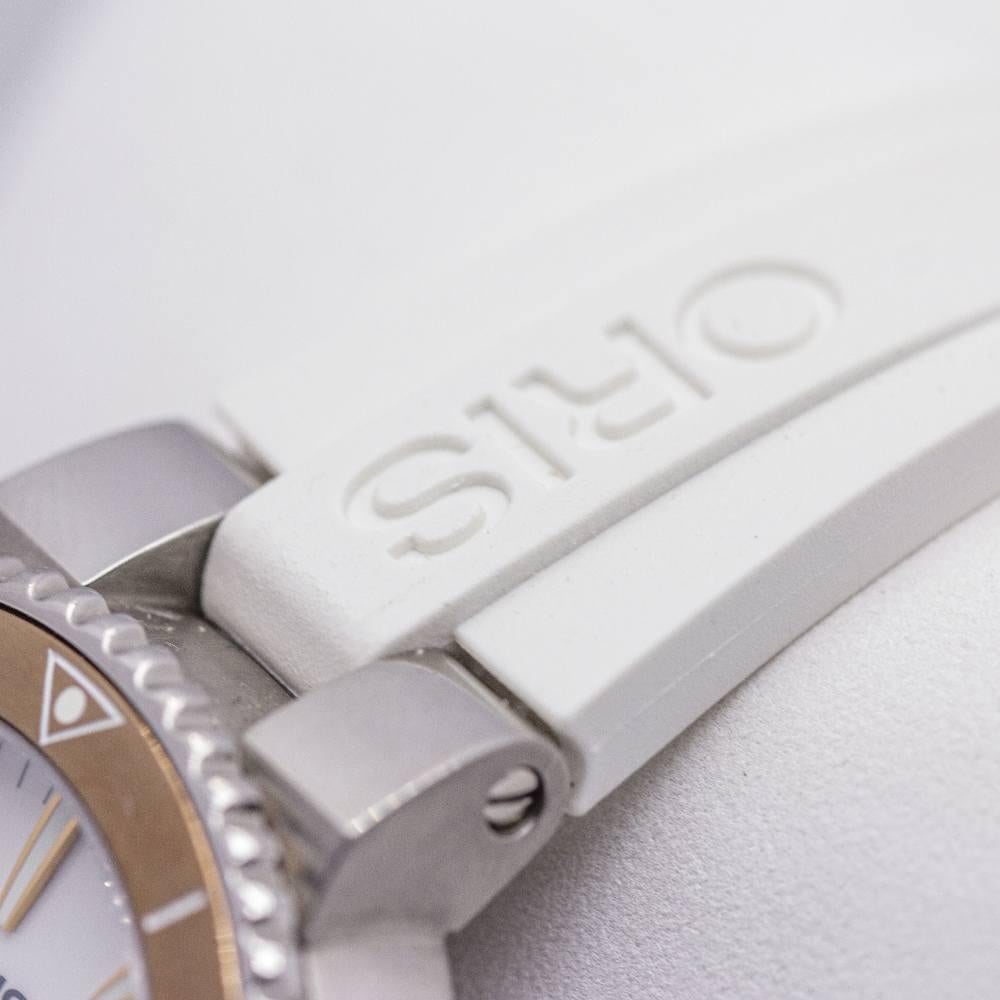 Oris AQUIS DATA Caucho blanco relè in vendita 1
