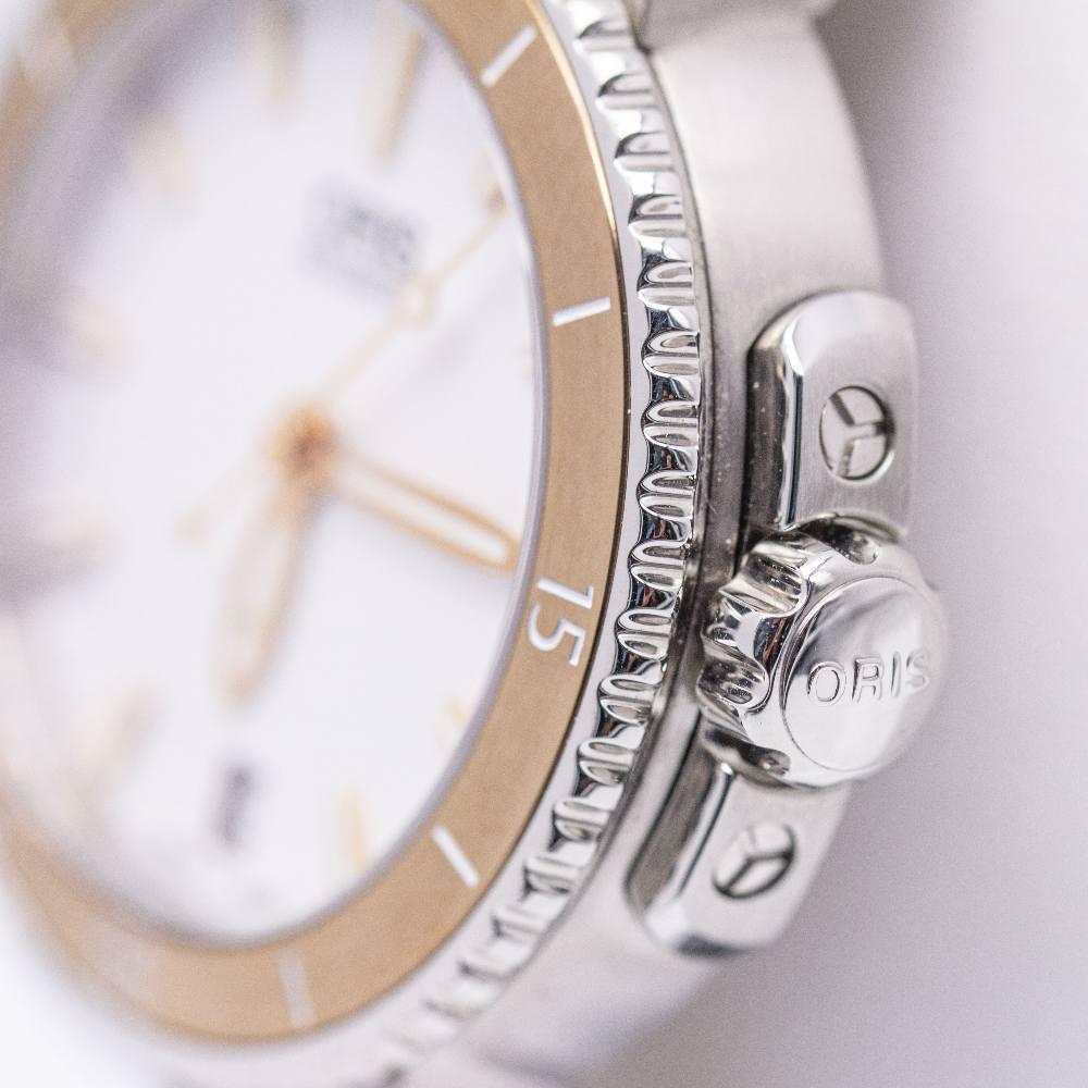 Oris AQUIS DATA Caucho blanco relè in vendita 3