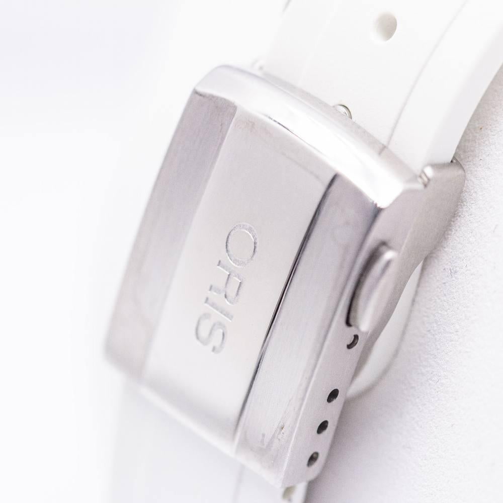 Oris AQUIS DATA Caucho blanco relè in vendita 4