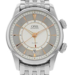 Oris Artelier Alarm Silber Zifferblatt Stahl Automatik-Herrenuhr 01 908 7607 4051-Set-M